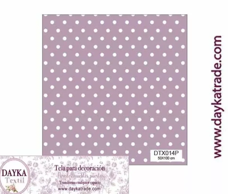 Tela para Decoración #14 Lunares o topos con fondo morado Dayka