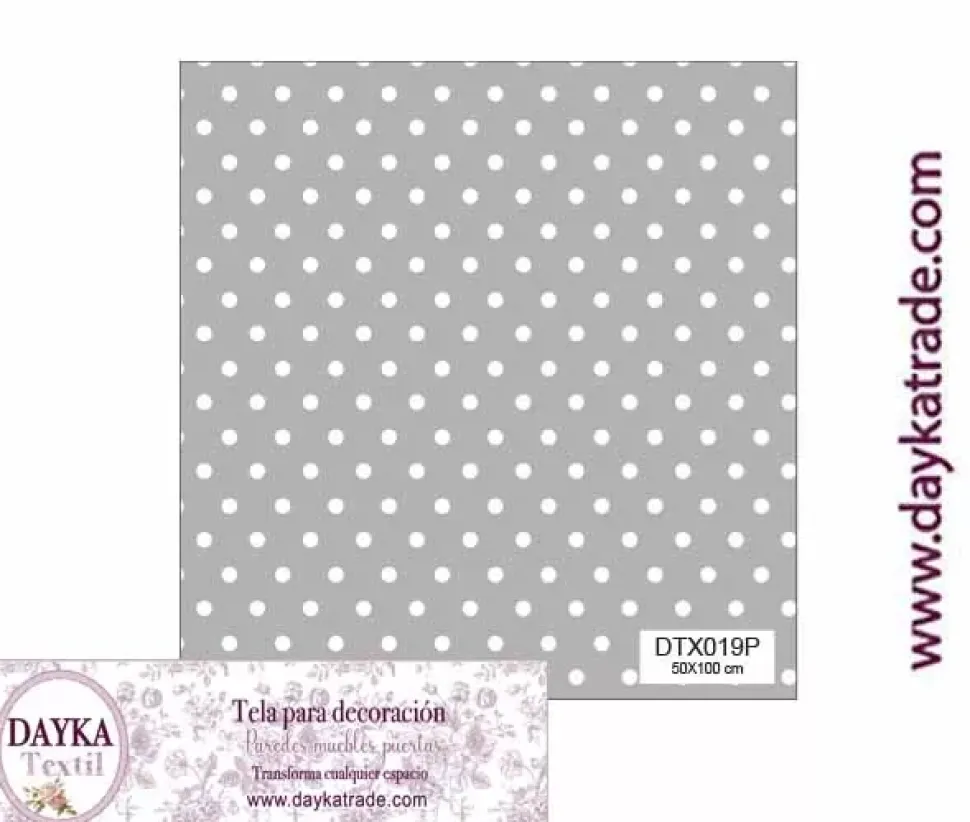 Tela para Decoración #19 puntos o topos grises 50x100cm. Dayka