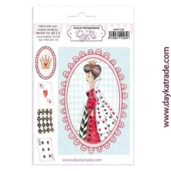 Tela para scrapbooking y cartonaje Reina de corazones Alicia Dayka
