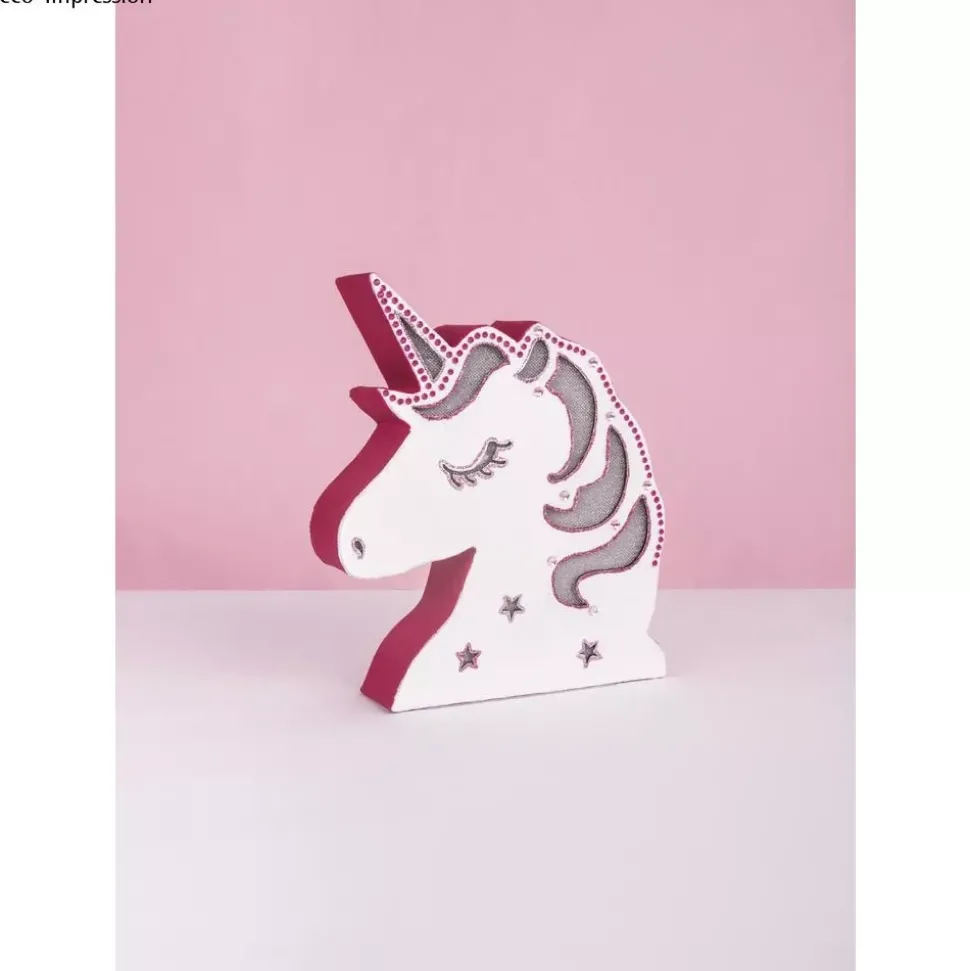 Unicornio luminoso de papel maché